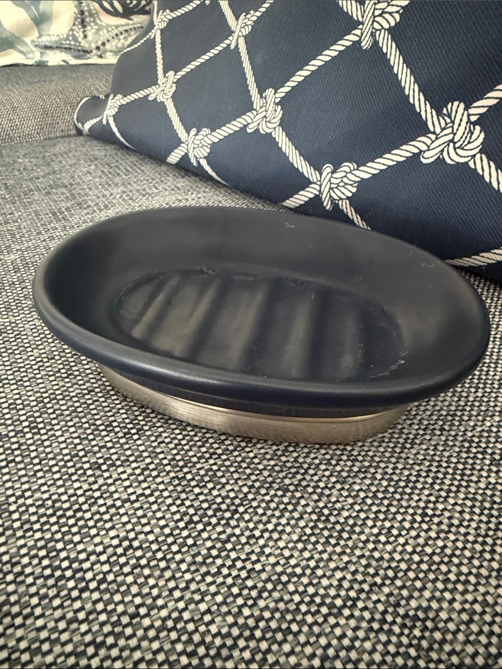 IDesign Ceramic and Steele Bar Soap Holder The New York Collection